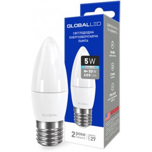 Светодиодная LED лампа GLOBAL C37 CL-F 1-GBL-132 5W 4100K 220V Е27 АP